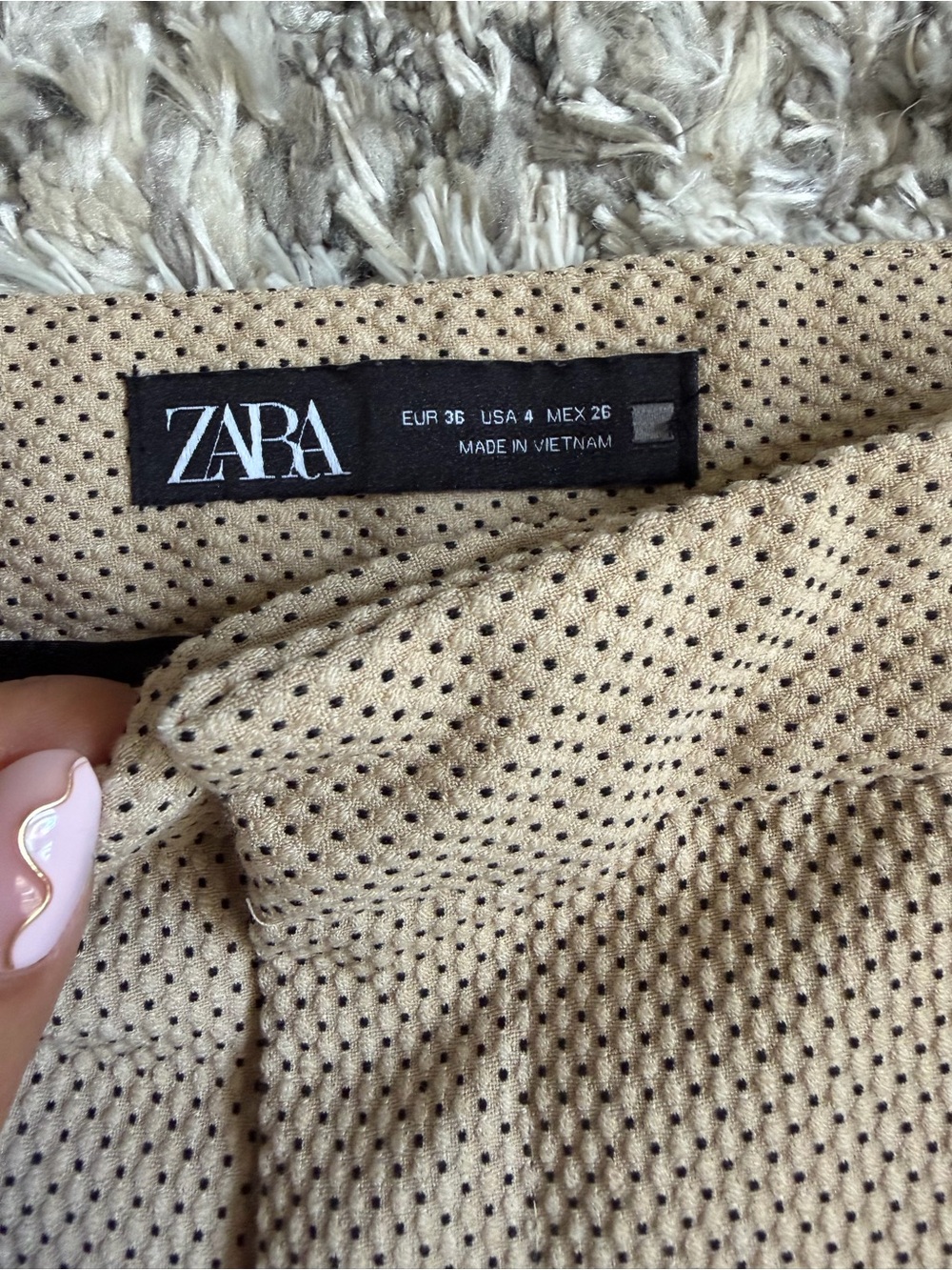 Zara Beige Pants with Black Microdot Pattern